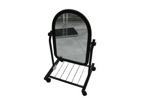Floor Standing Mirror with Storage Shelf – Black