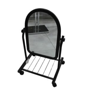 Floor Standing Mirror with Storage Shelf – Black
