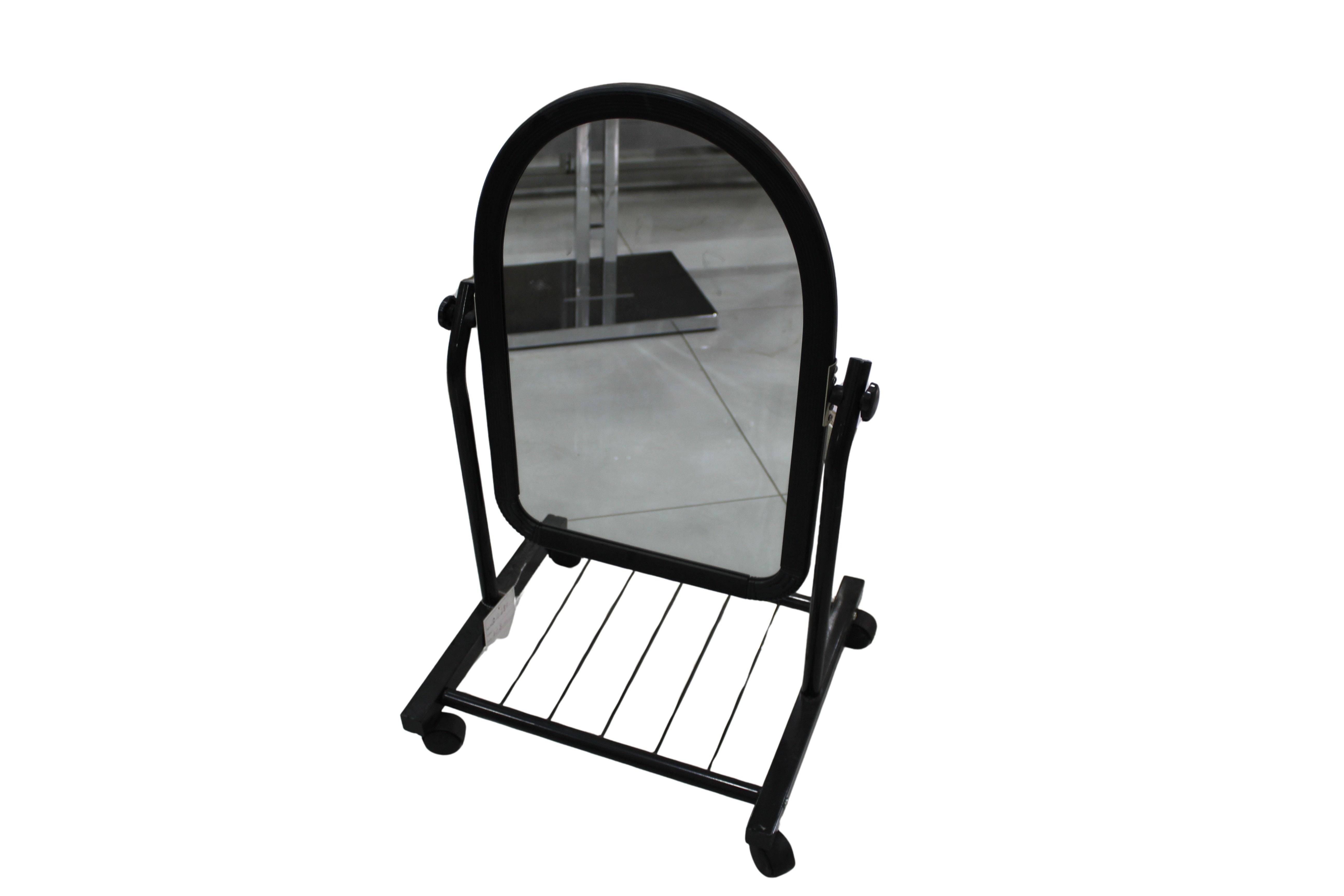 Floor Standing Mirror with Storage Shelf – Black