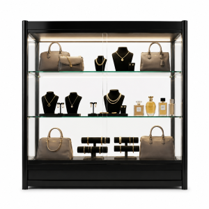 Glass Display Cabinet Black with Interior Lighting