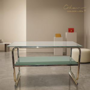 Glass Display Table – Two-Tier Chrome