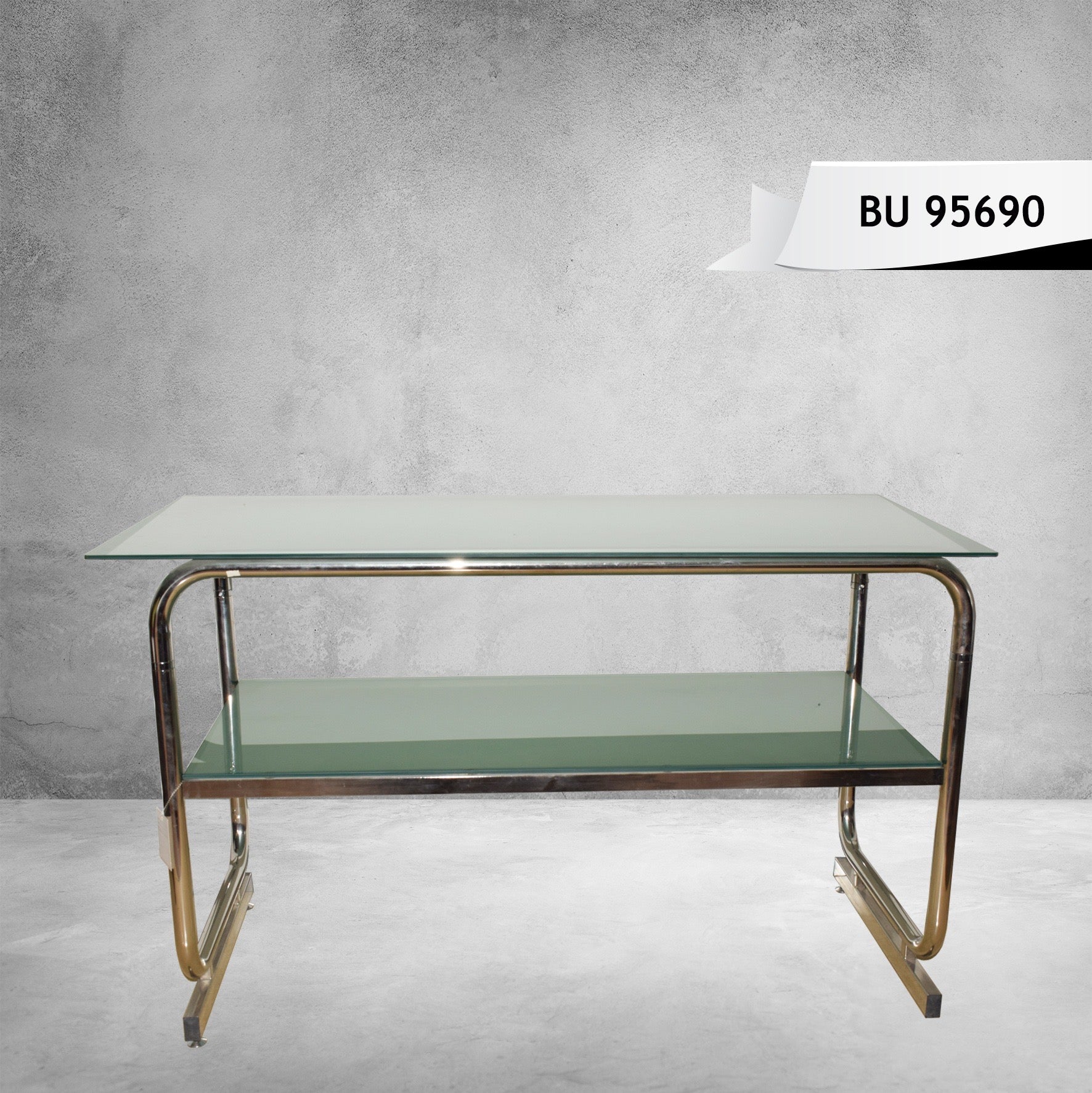 Glass Display Table – Two-Tier Chrome - Image 2