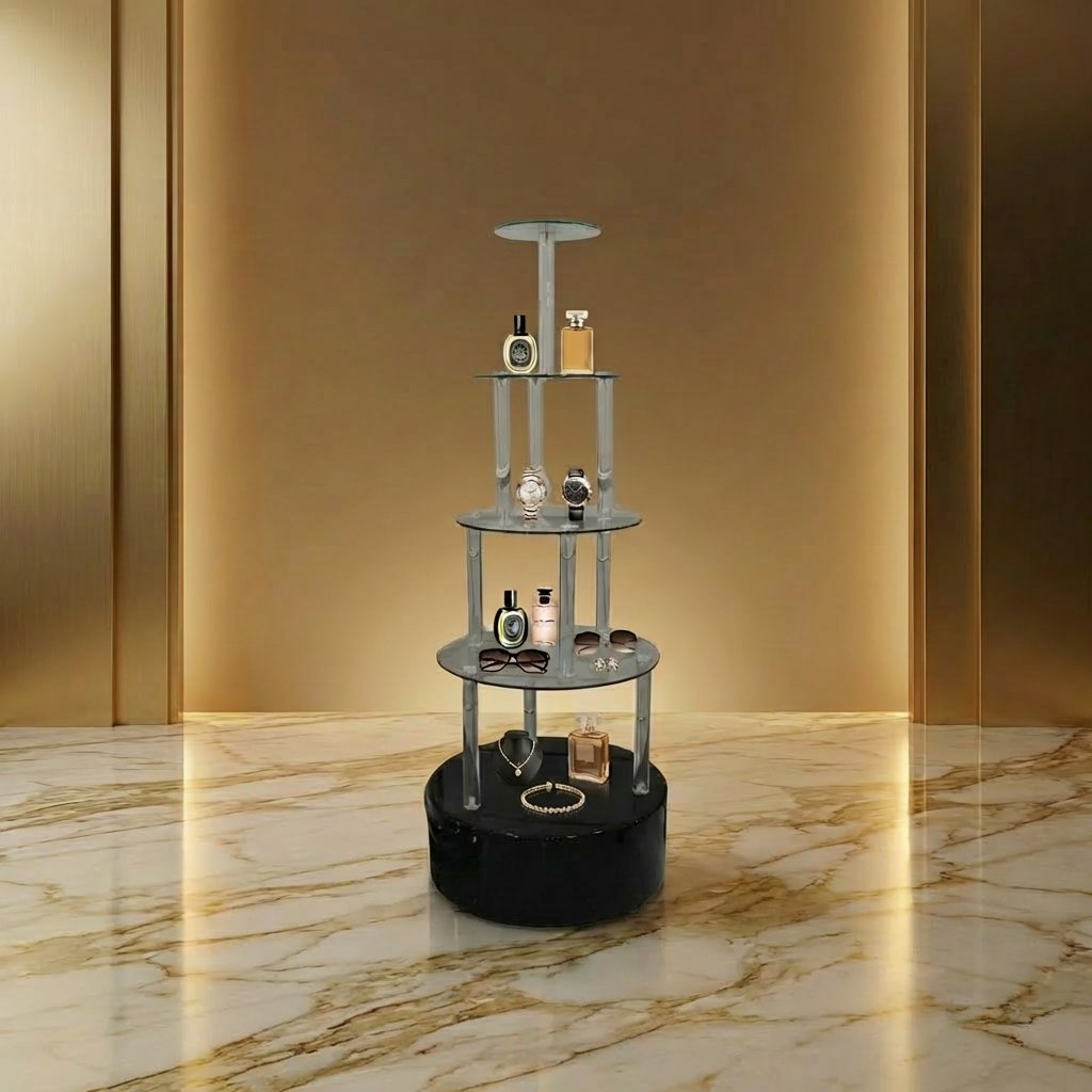 Glass Layer Display Stand with Acrylic (Black) - Image 3