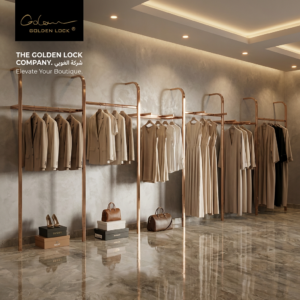 Luxury Rose Gold Wall-Mounted Clothing Display Rail