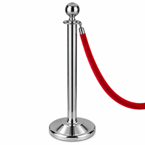 Queue Barrier Post with Red Velvet Rope
