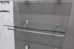 Round Glass Shelf with Hanging Rod