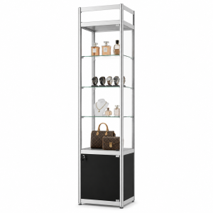Silver & Black Display Cabinet Tall