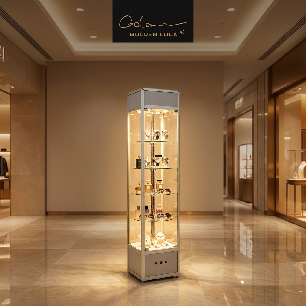 Silver Display Cabinet Tall With Lighting - Image 2
