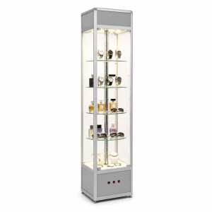 Silver Display Cabinet Tall With Lighting